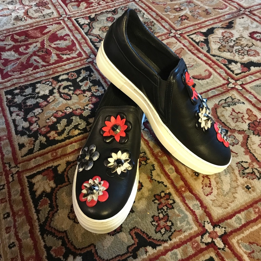 Black Leather Slip Ons